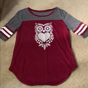 Maroon owl shirt